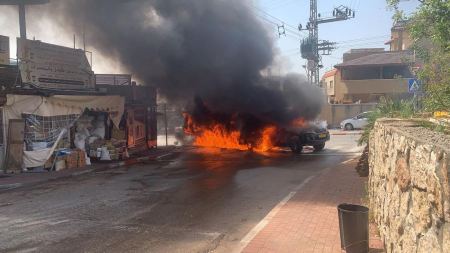 اندلاع حريق في سيارة تحمل أسطوانات غاز على مدخل برطعة 